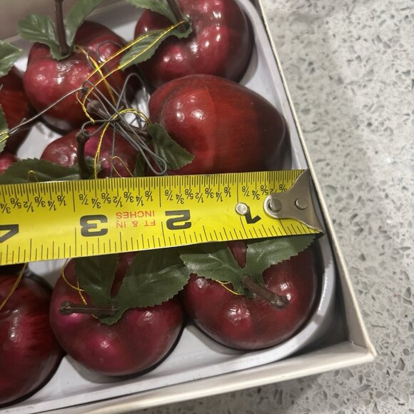 Vintage Plastic Red Apple 2-1/2" Ornaments Set of 12 In Box Christmas - Picture 2 of 6